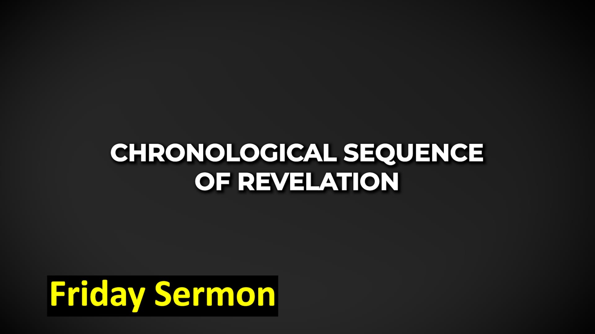 Chronological Sequence of Revelation